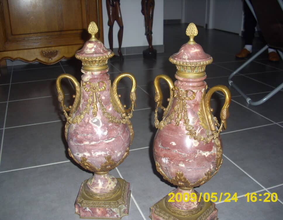 vase marbre et bronze