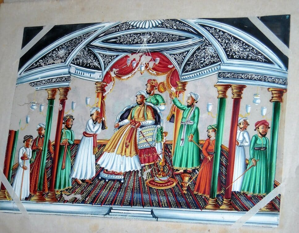 Peinture Tableau, Pastel: dessin peinture Inde, scène Raja