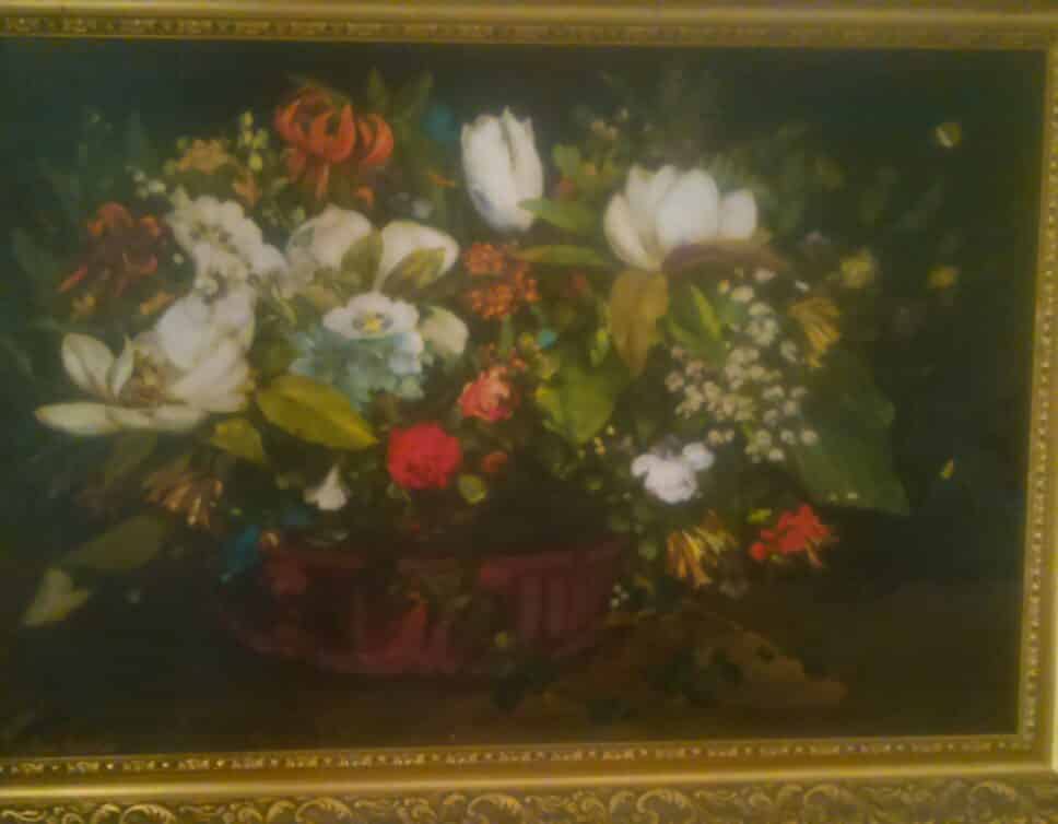 Peinture Tableau, Pastel: Tableau Gustave Courbet Panier de fleurs