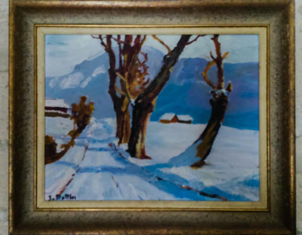 Peinture Tableau, Pastel: Peinture paysage d’hiver
