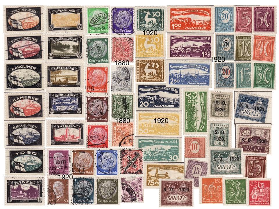 Planches de timbres Allemands