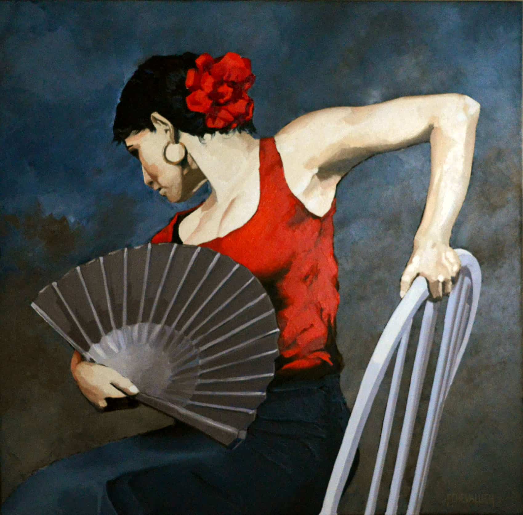 Peinture Tableau, Pastel: Flamenco « El Viento », signé FCHEVALLIER