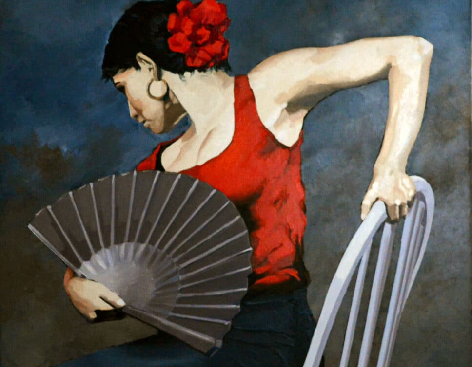 Peinture Tableau, Pastel: Flamenco « El Viento », signé FCHEVALLIER