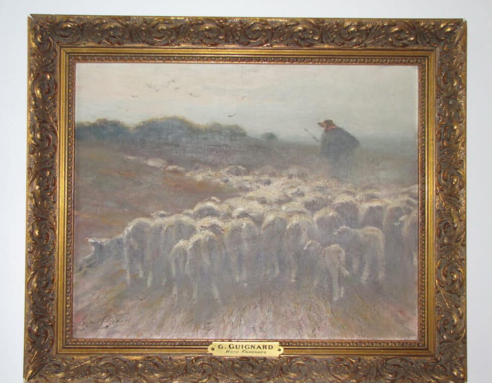 Peinture Tableau, Pastel: Tableau Les moutons signé Guignard