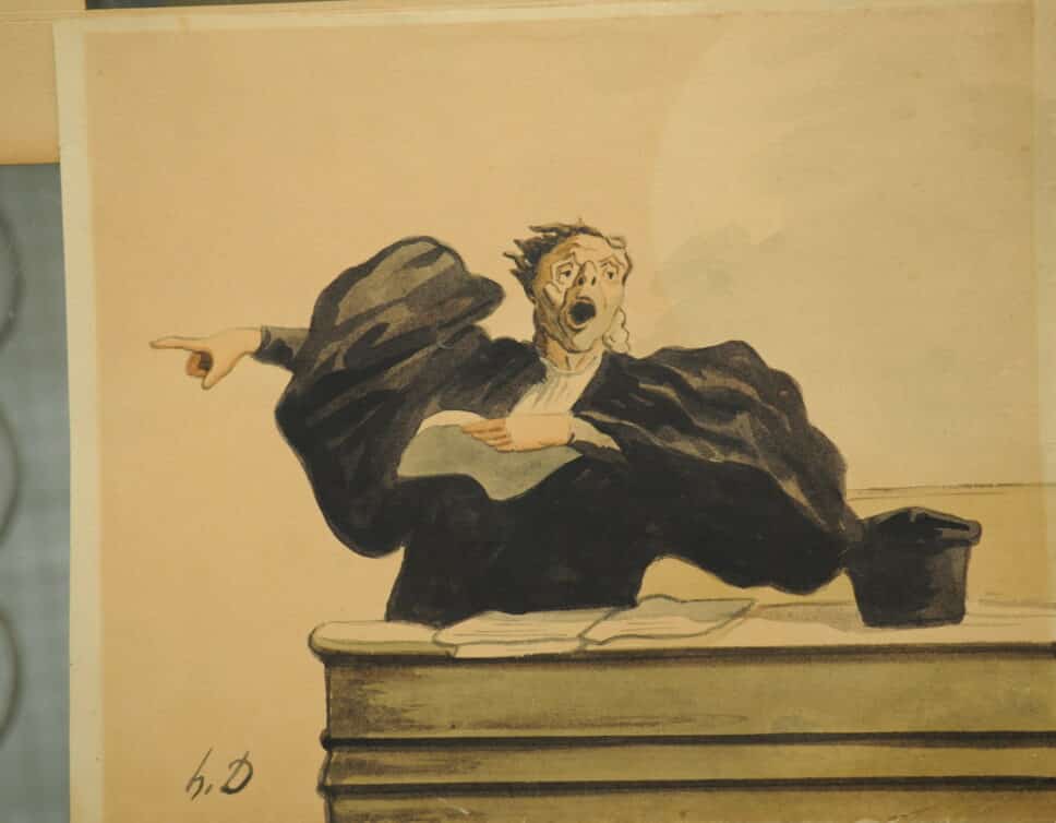 Peinture Tableau, Pastel: Aquarelle signée Honoré Daumier