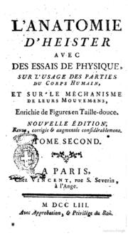 Estimation Livre, manuscrit: livre de l’anatomie d’Heister de 1753