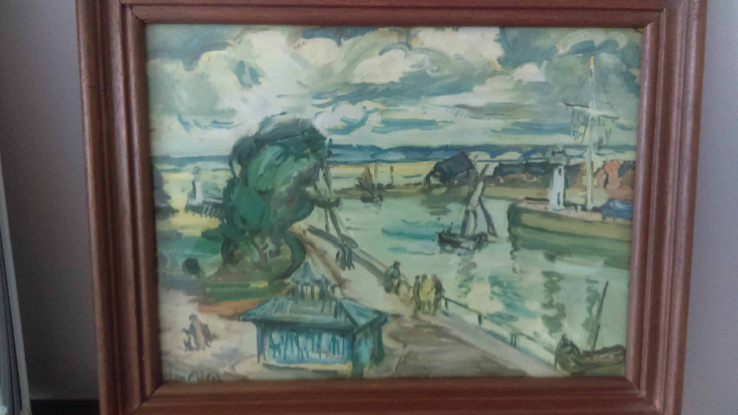 Peinture Tableau, Pastel: port d’Honfleur