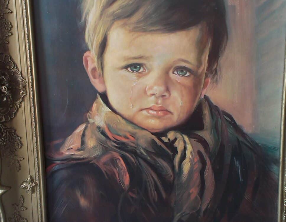Peinture Tableau, Pastel: Tableau de J.Bragolin. le garçon qui pleure