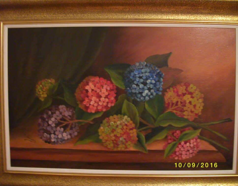 Peinture Tableau, Pastel: hortensias