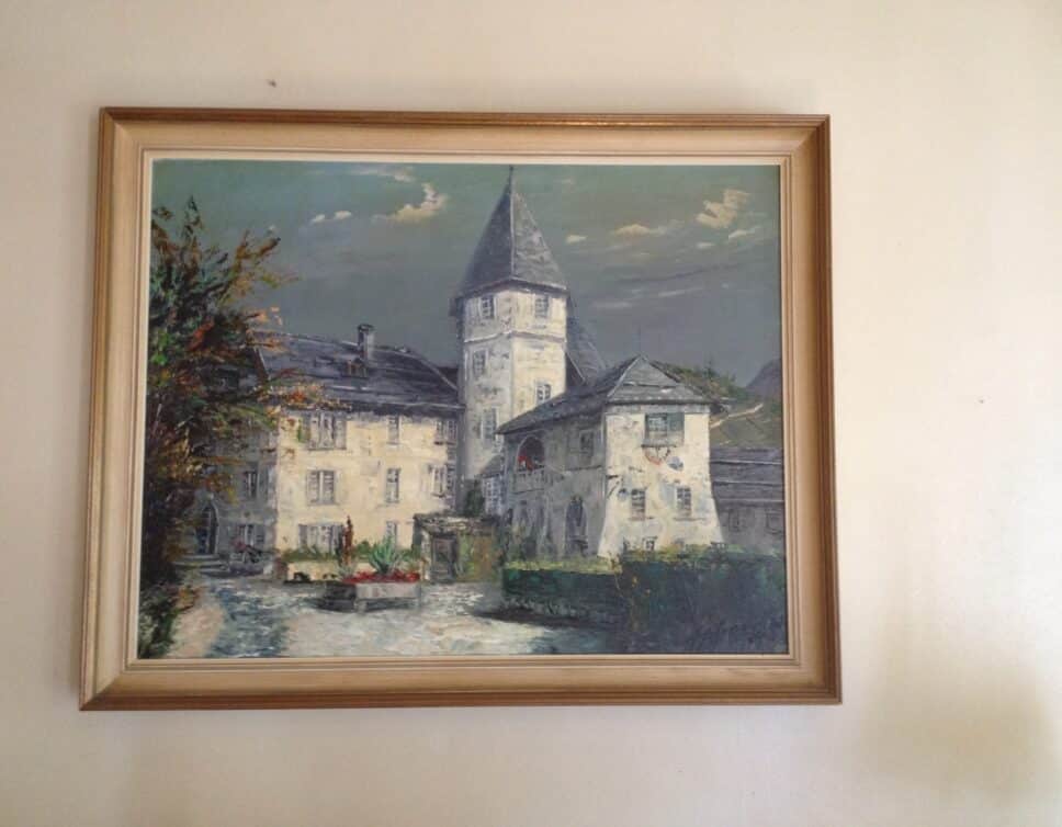 Peinture Tableau, Pastel: chateau de villa Sierre