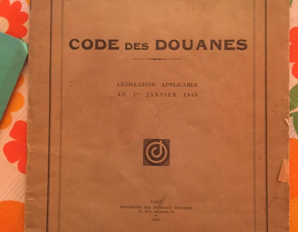Estimation Livre, manuscrit: Code des Douanes de 1949