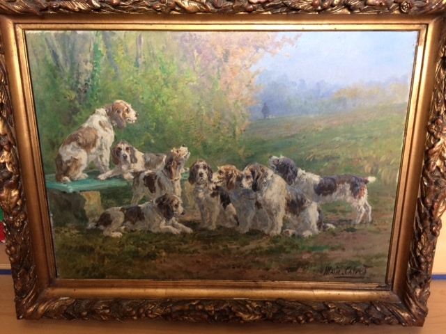 Peinture Tableau, Pastel: meute de chiens Marie CALVES
