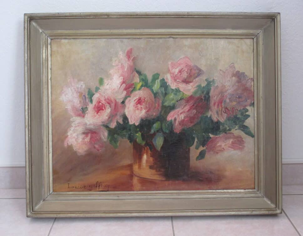 Peinture Tableau, Pastel: tableau signé Louise GEFFROY bouquet de fleurs