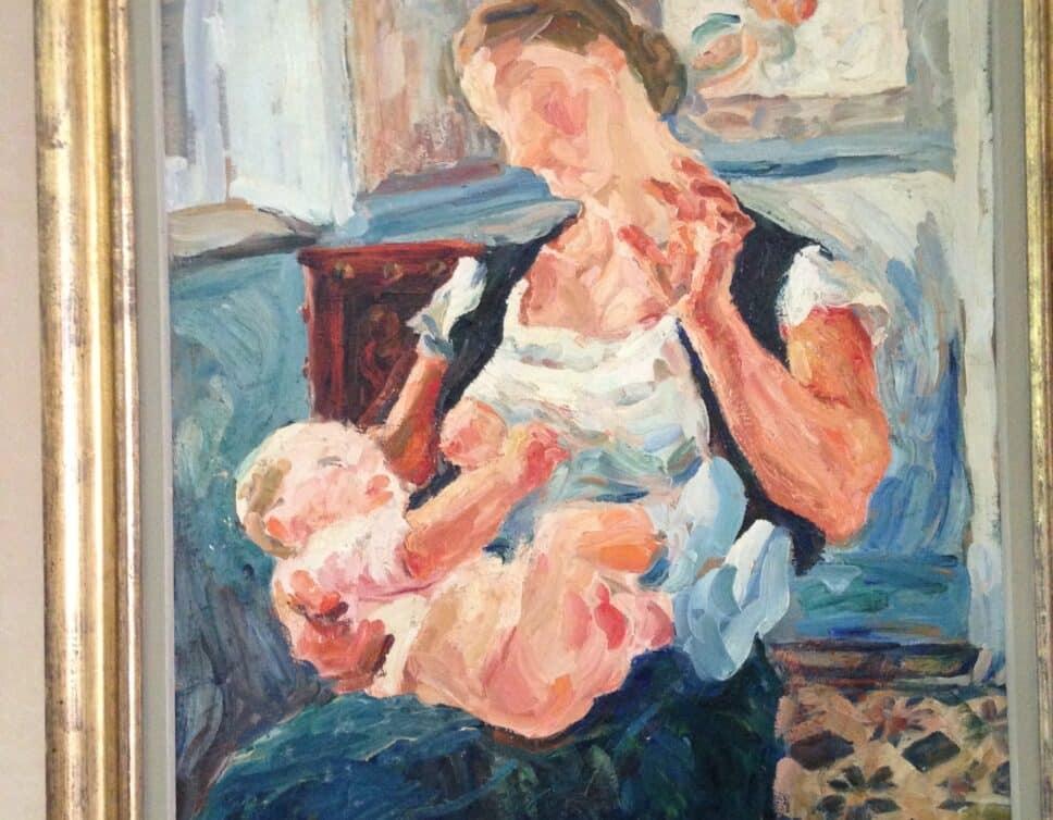 Peinture Tableau, Pastel: Femme allaitante