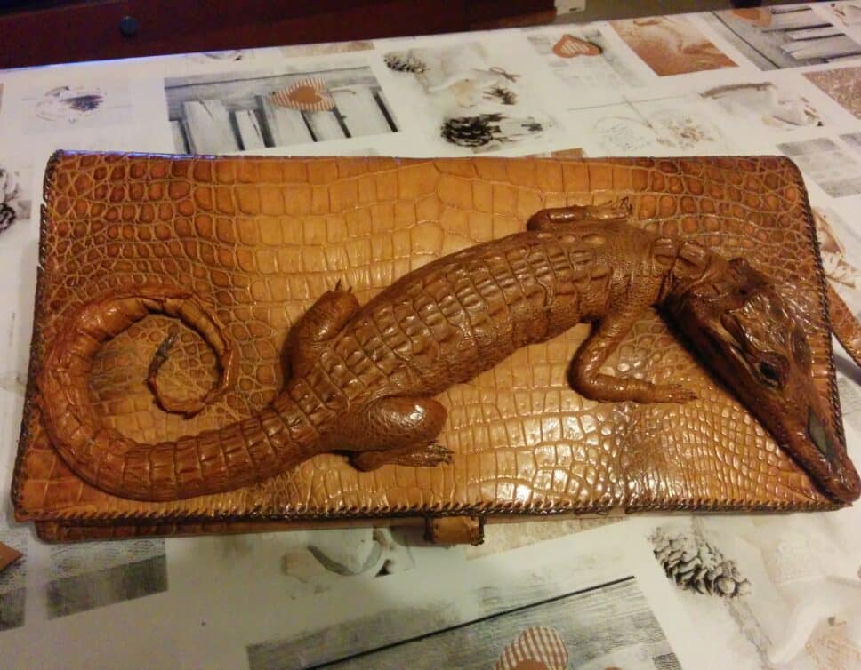 Pochette en cuir de crocodile