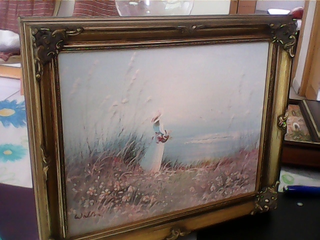 Peinture Tableau, Pastel: Femme regardant la mer