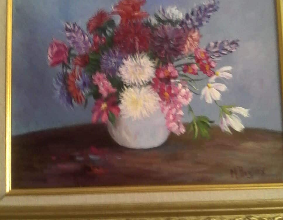 Peinture Tableau, Pastel: bouquet de fleurs signee marc degieux