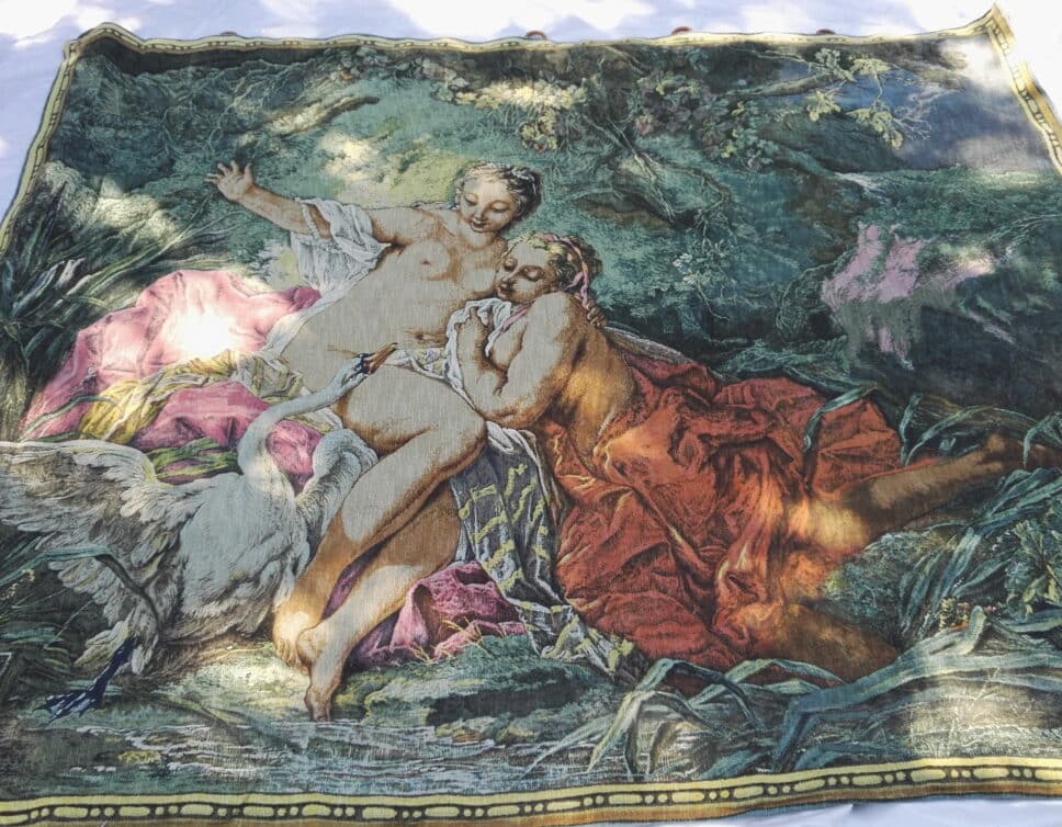 reproduction francaise tapisserie fait main « leda et le cygne « 