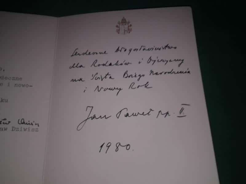 carte manuscrite signée Jean-Paul II