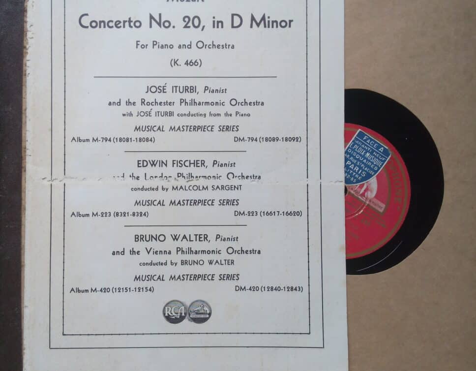 Coffret 4 disques gramophone Mozart Concerto n°20 en D Mineur