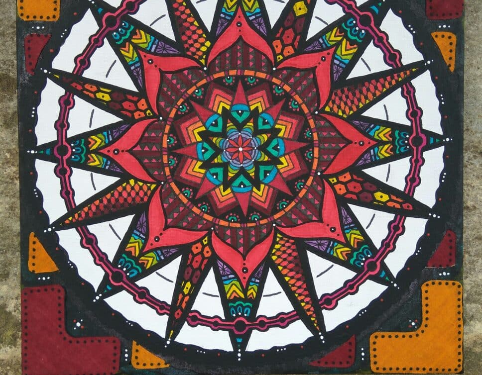 Peinture Tableau, Pastel: Mandala Rouge