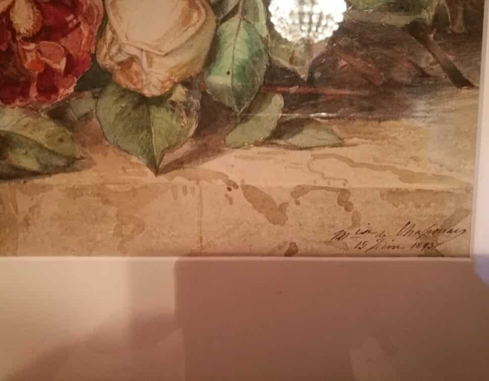 Peinture Tableau, Pastel: Aquarelle signe marquise de chaponay
