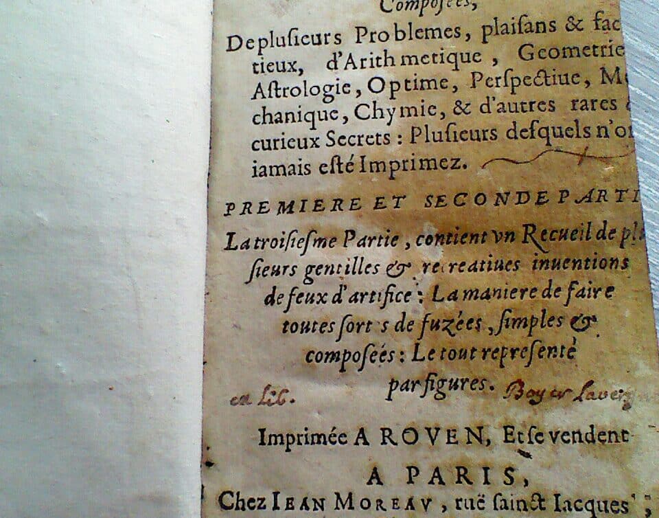 Estimation Livre, manuscrit: Livre recreations mathématiques 1628