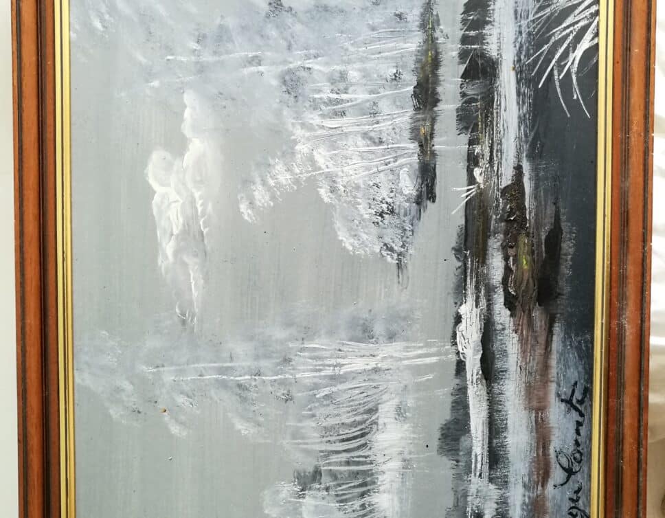 Peinture Tableau, Pastel: Peinture Roger Comte – paysage hivernal