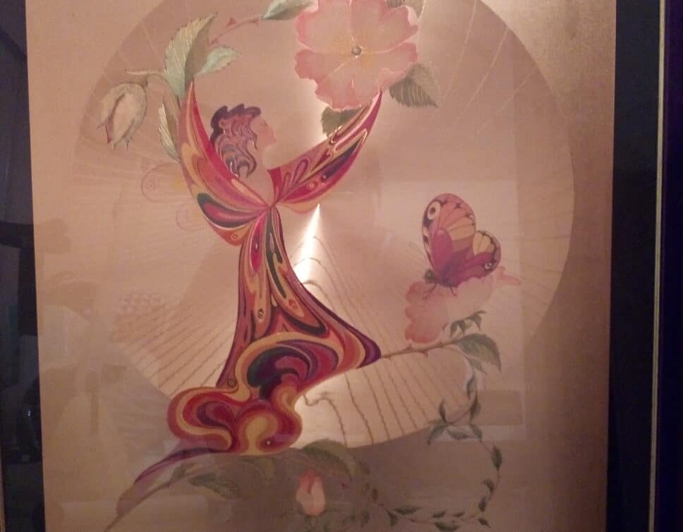 Peinture Tableau, Pastel: Tableau signé Michelle Emblem, Nymphe Rose