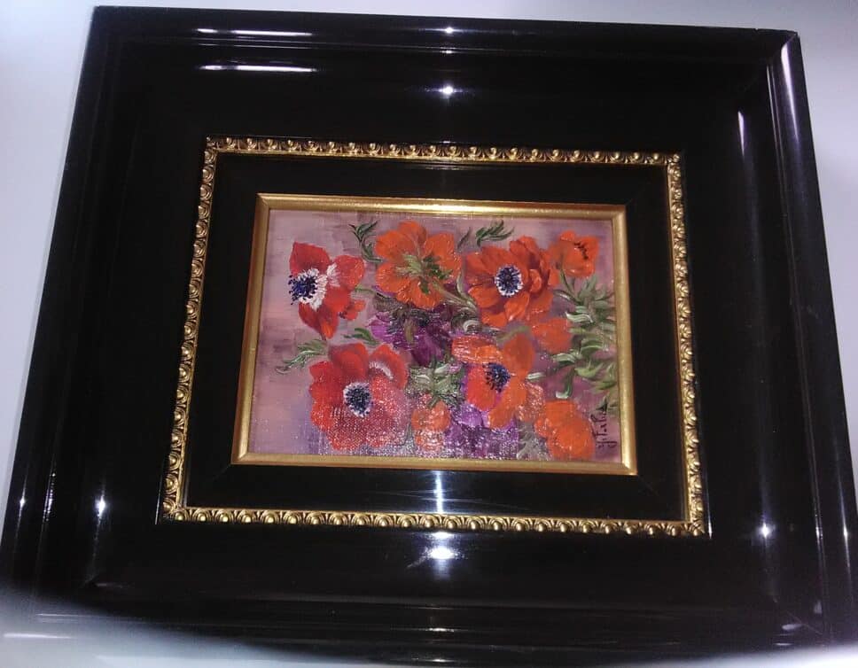 Peinture Tableau, Pastel: tableau anemones