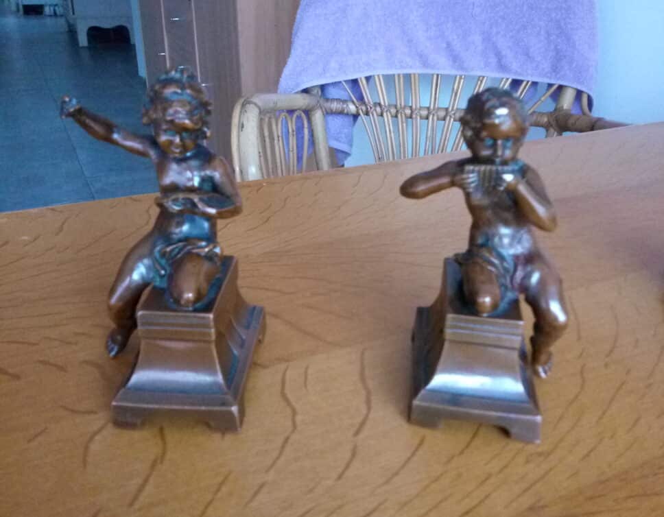 2 Sculptures anges en bronze
