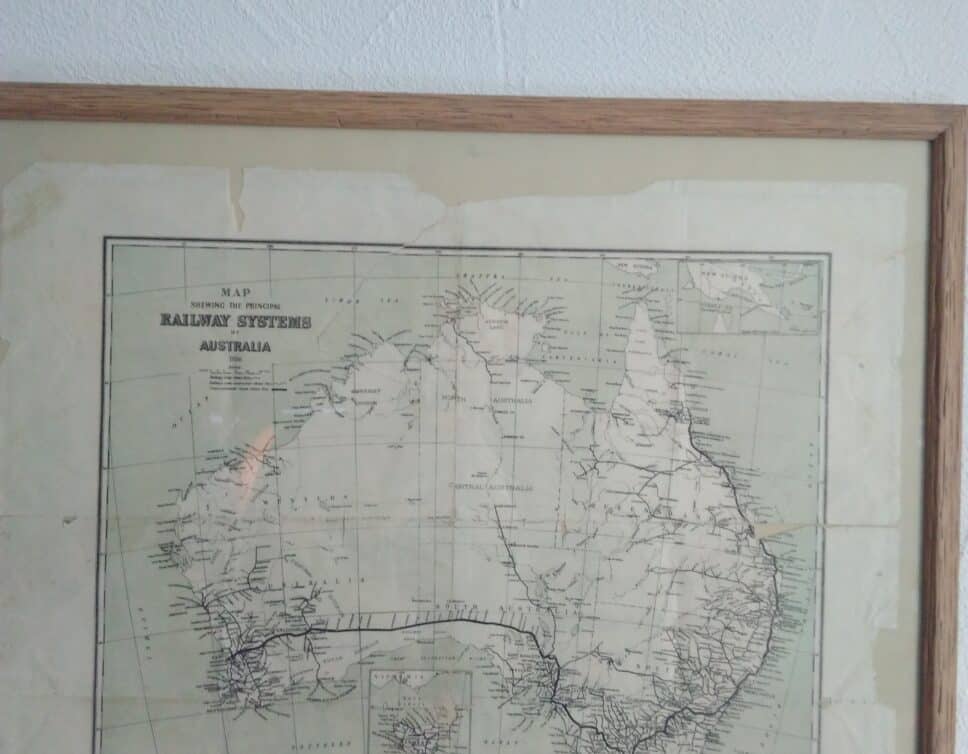 Estimation Livre, manuscrit: Carte chemin de fer Australien 1936