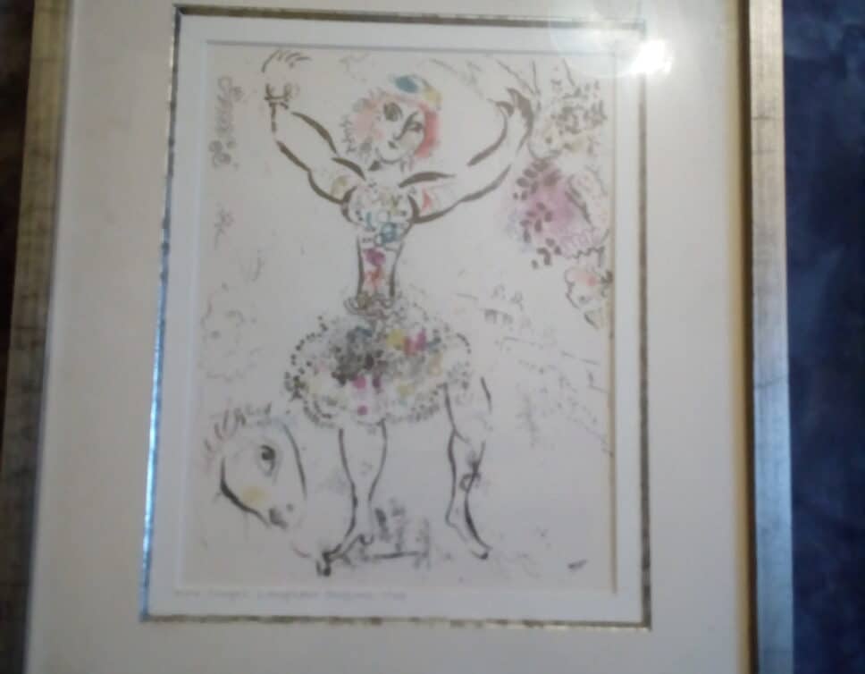 Peinture Tableau, Pastel: tableau signé Marc chagall, la jongleuse