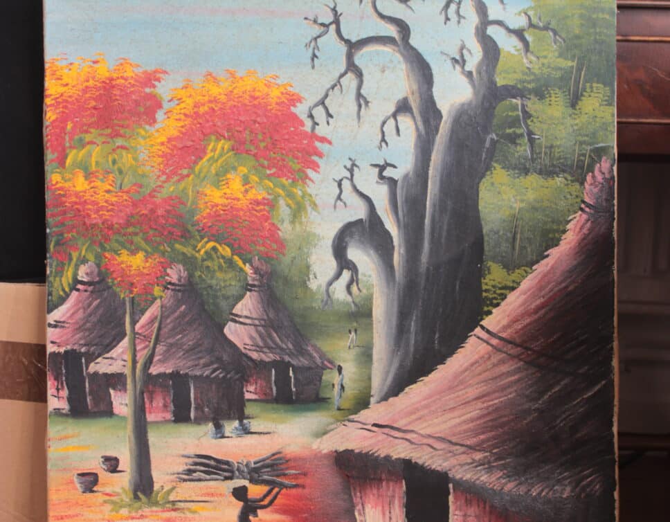Peinture Tableau, Pastel: M.Martin Huile sur toile Scène Afrique