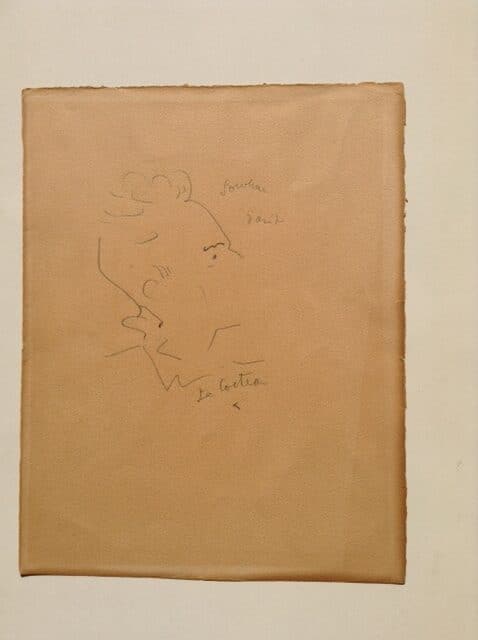 autoportrait  de Jean Cocteau dédicacé et signé