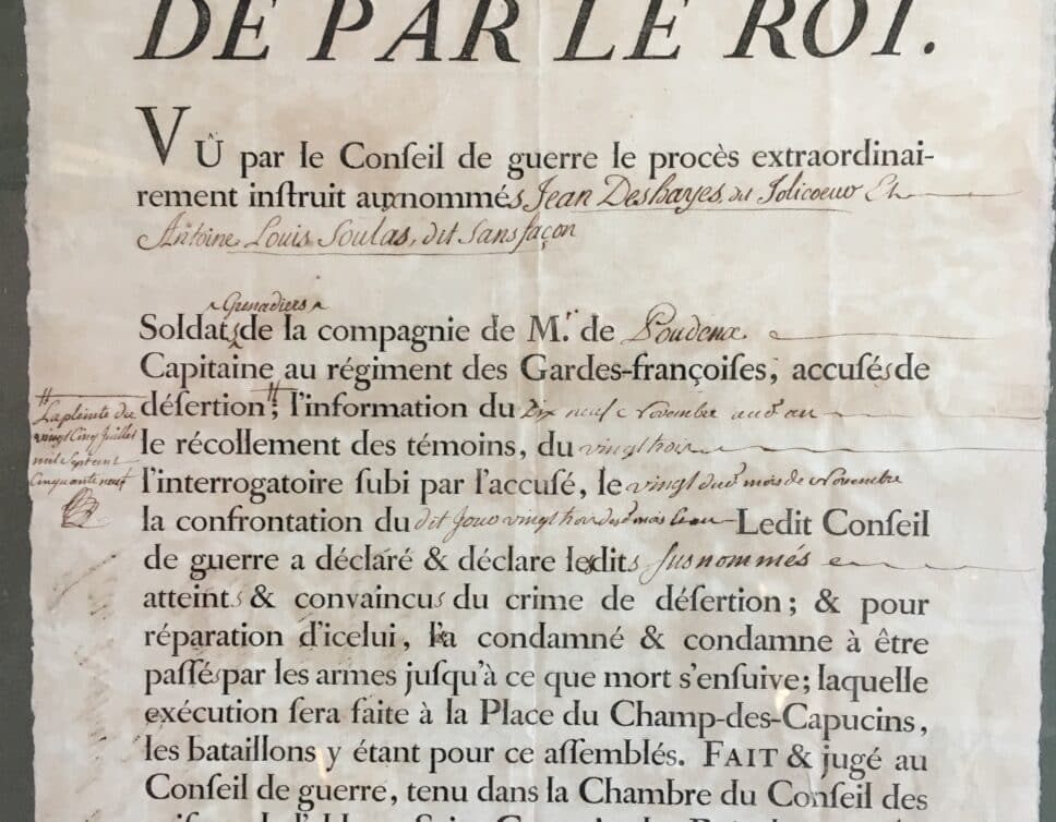 Condamnation à mort 1760