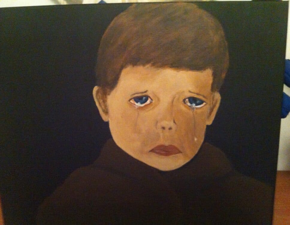 Peinture Tableau, Pastel: enfant triste