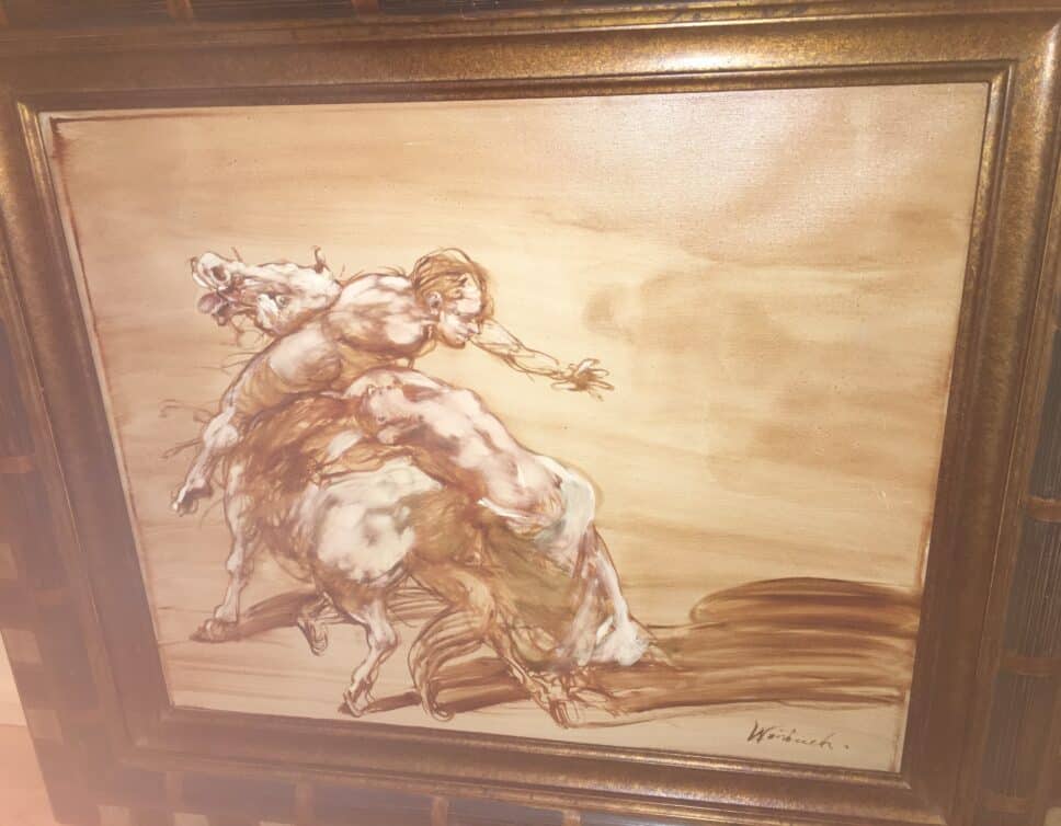 Peinture Tableau, Pastel: Enlèvement à cheval