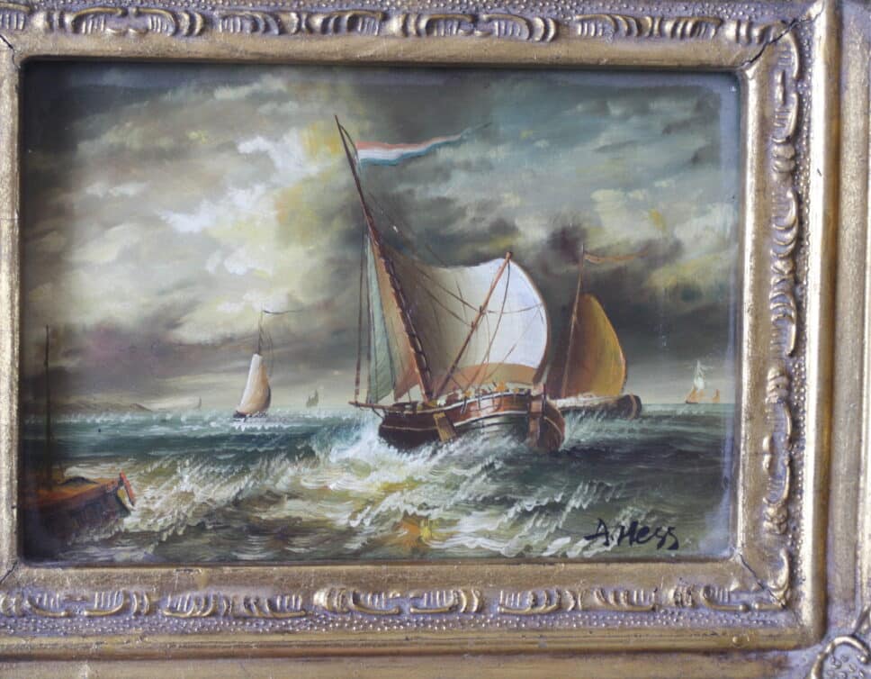 Peinture Tableau, Pastel: tableau marine signé A.Hess