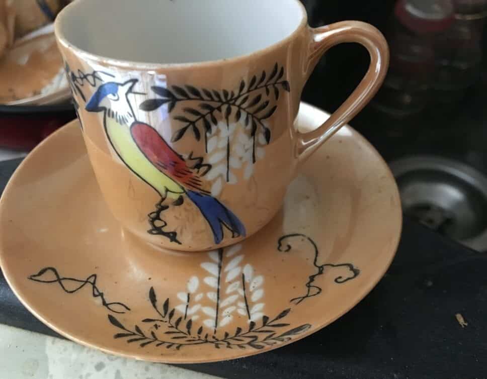 tasse et sous tasse oiseaux japan