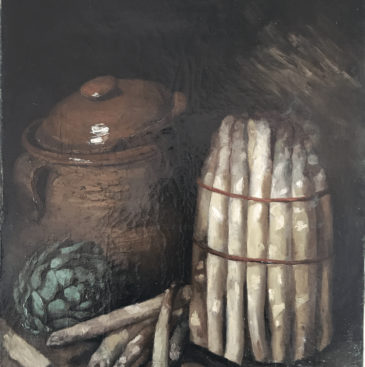 Peinture Tableau, Pastel: Tableau de 41 cms sur 32 CMS – signé G.David – botte d’asperges