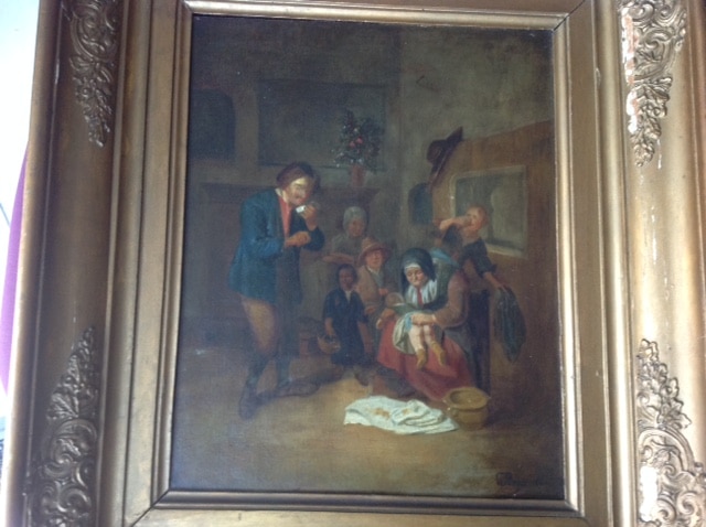 Peinture Tableau, Pastel: Tableau original scène de famille