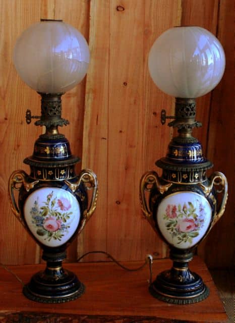 paire de grandes lampes 19éme siècle