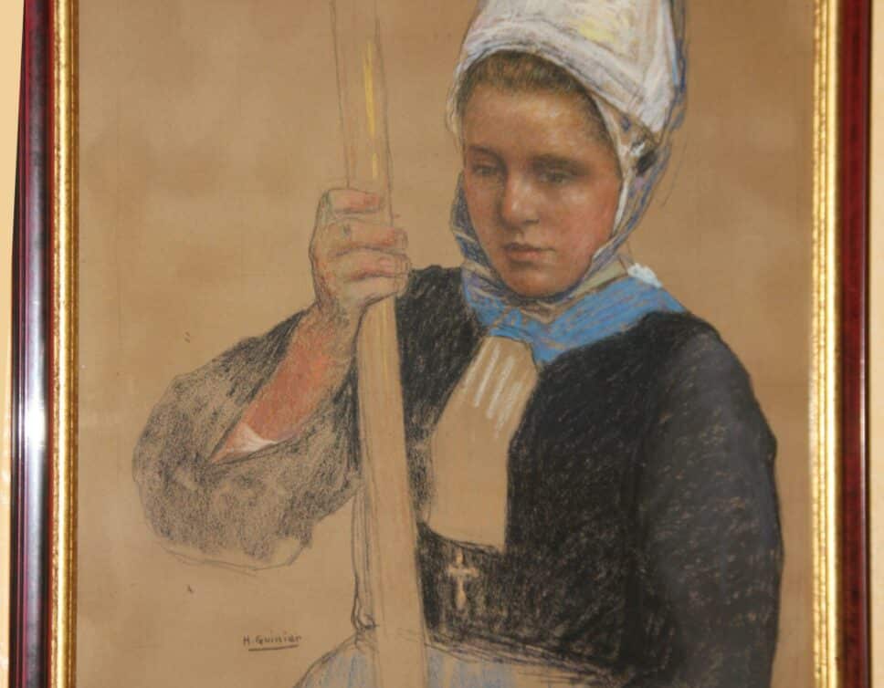 Peinture Tableau, Pastel: La bretonne H Guinier