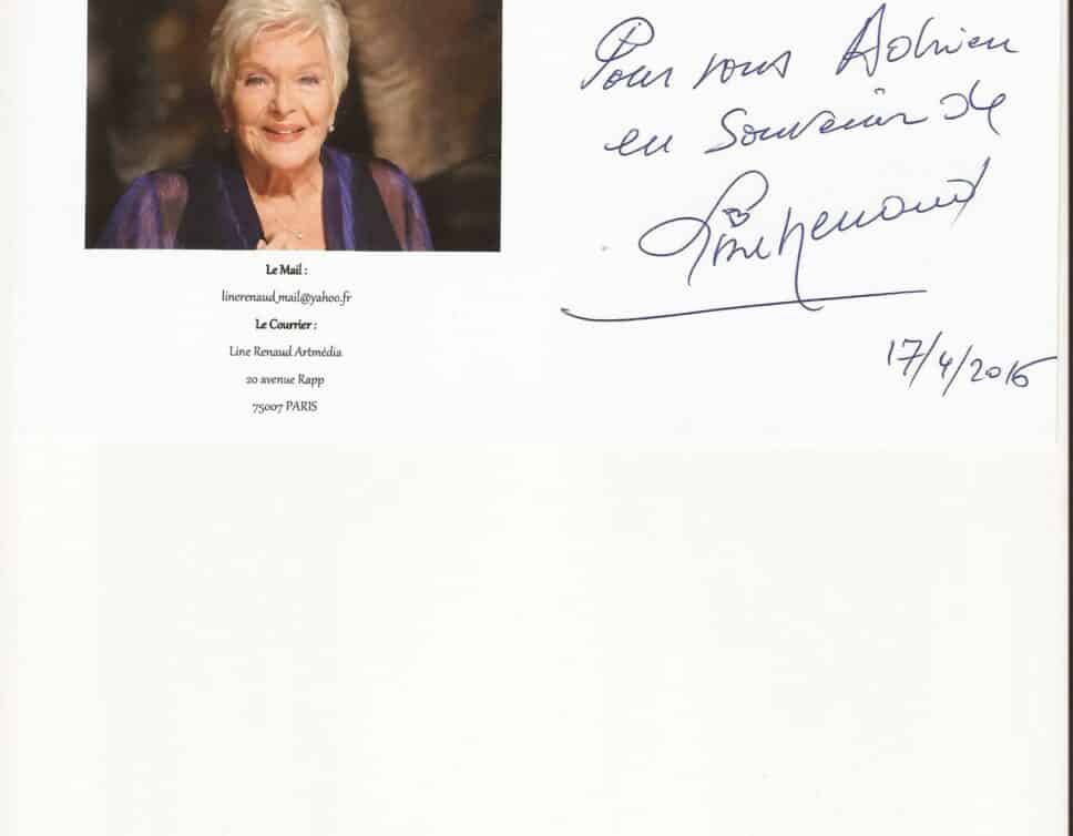 Autographe: Autographe de Line Renaud