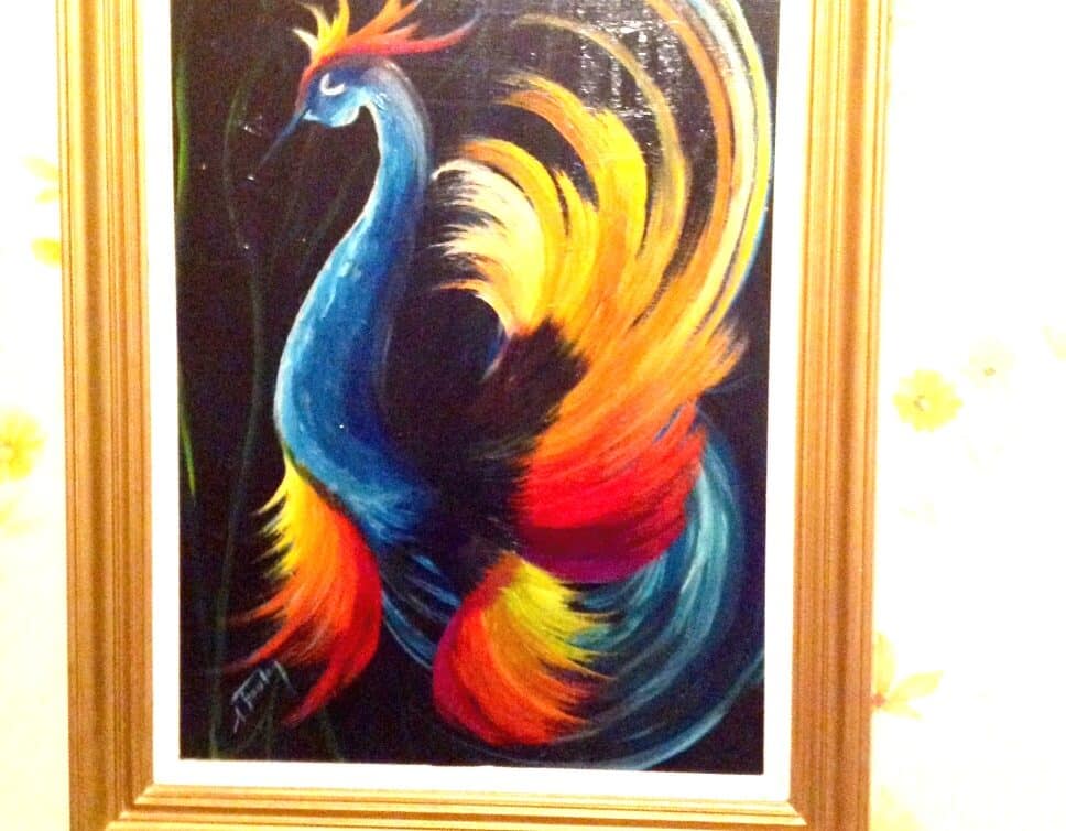 Peinture Tableau, Pastel: Oiseau de feu