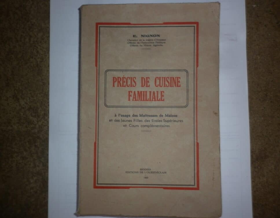 Estimation Livre, manuscrit: precis de cuisine familiale edouard nignon 1935