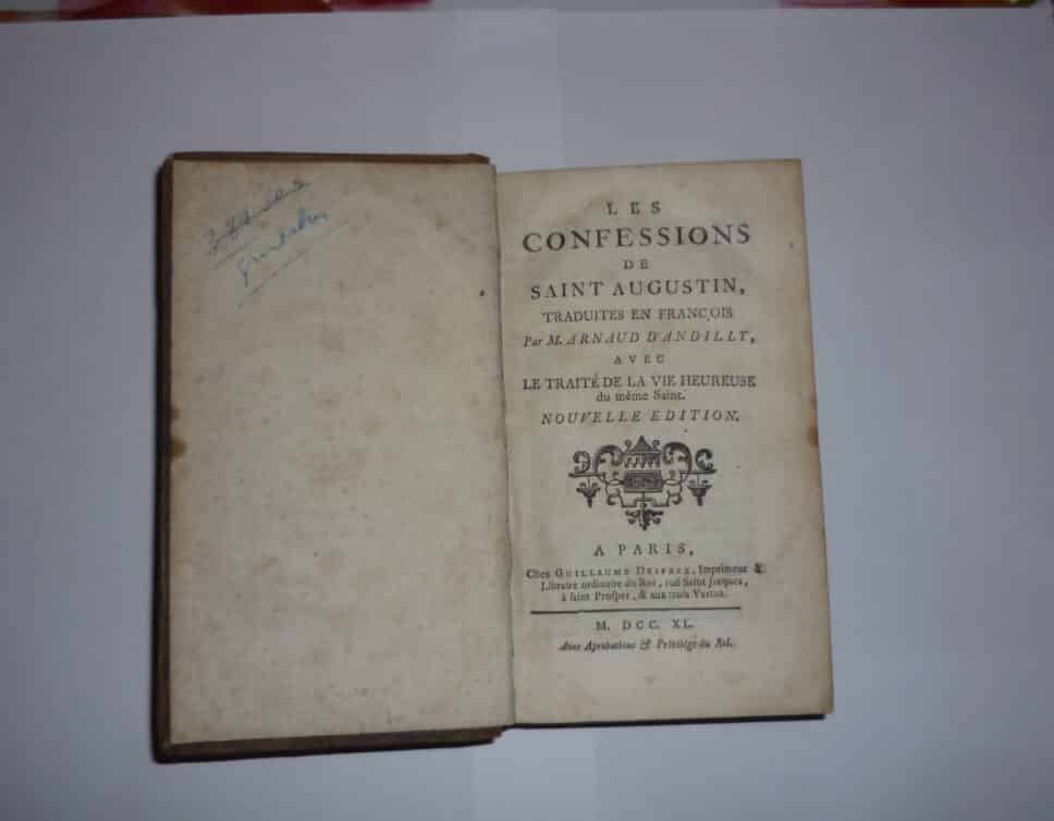Estimation Livre, manuscrit: Livre Confessions Saint-Augustin 18ème Siècle
