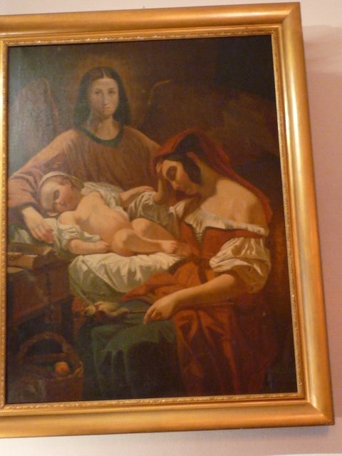 Peinture Tableau, Pastel: mère a l’enfant sous la protection d’un ange