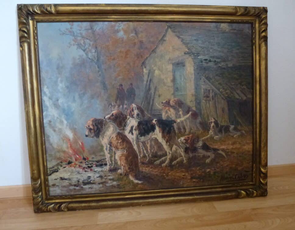 Peinture Tableau, Pastel: Tableau de chiens de chasse, Marie Calvès